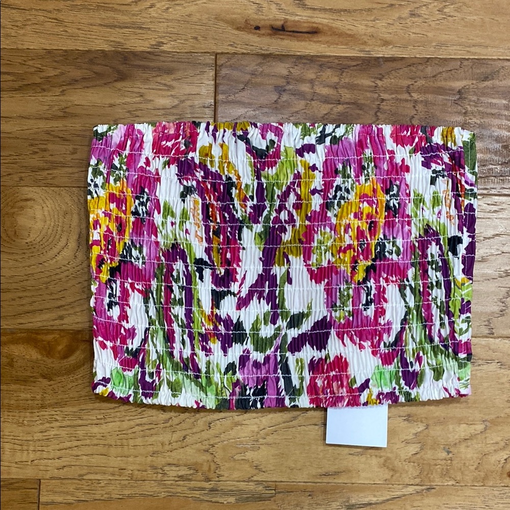 Misa Los Angeles Abstract pattern Pink and Purple Crop Top size medium